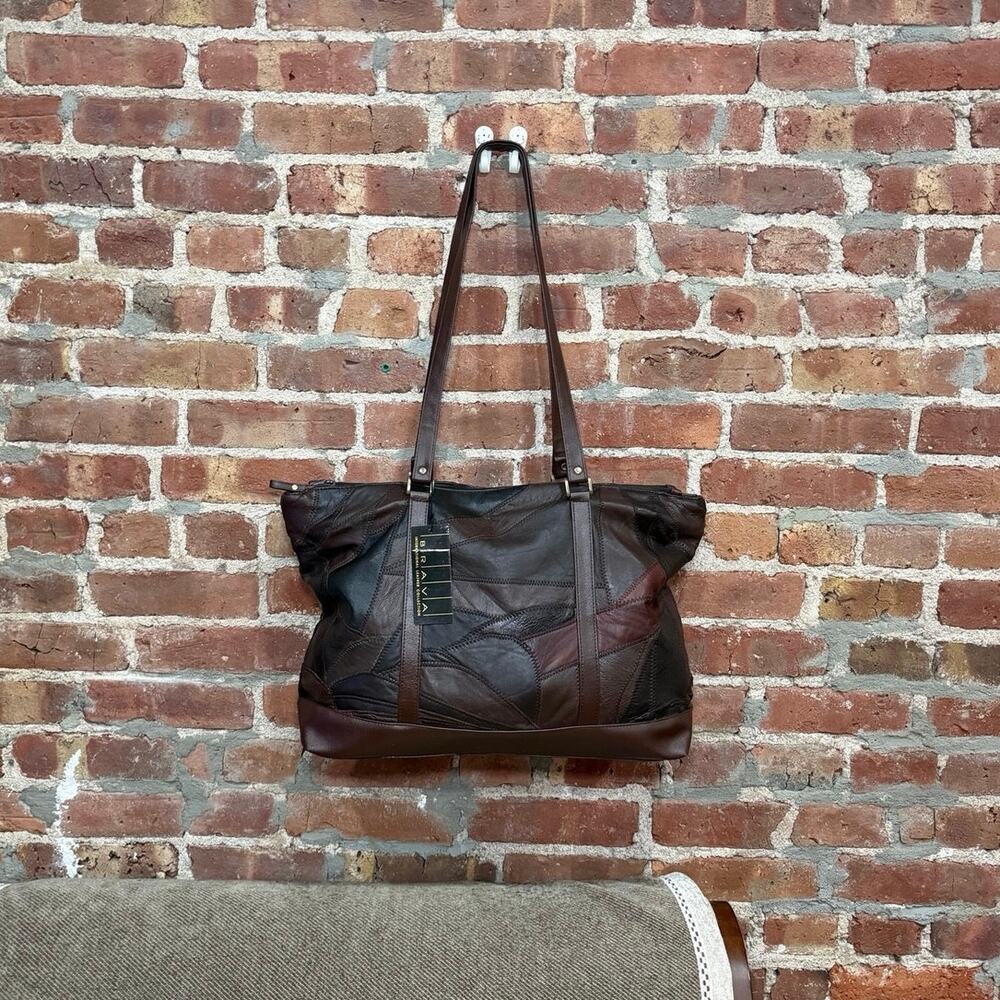 Brava Vintage Leather Patchwork Tote, NWT!